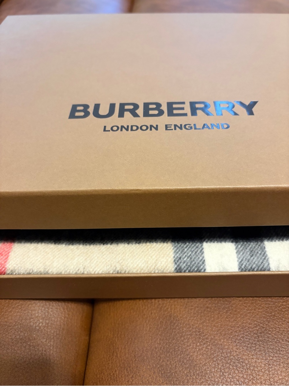Burberry Beige, Black & White Signature Check Cashmere Fringe Scarf - Picture 5 of 5